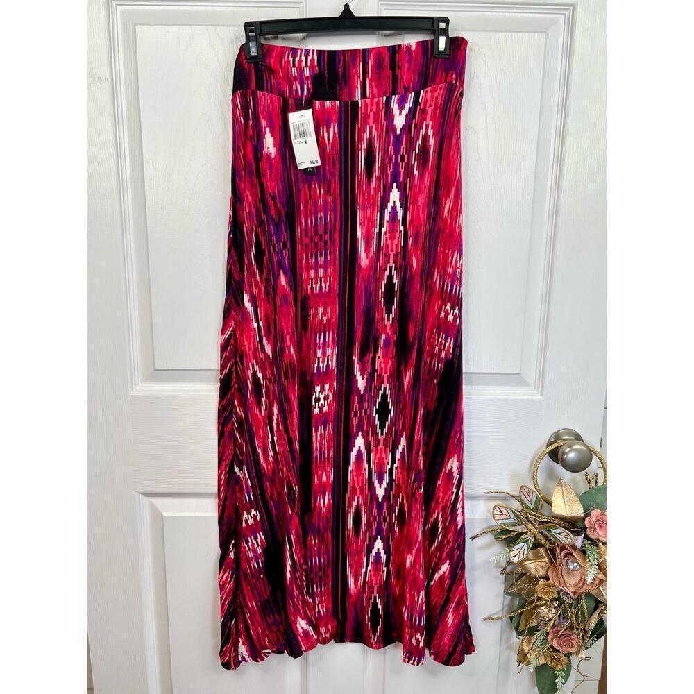 Chelsea & Theodore Boho Maxi Skirt Womens Size S Pink Multi Ikat Boho Tribal